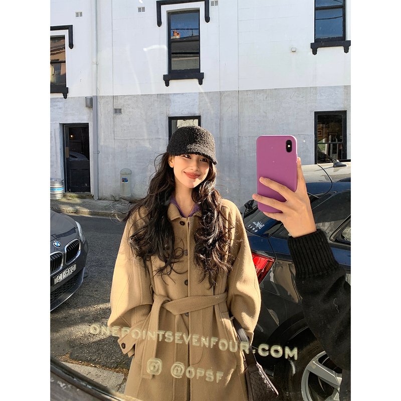 Daqianwithu Elegant and Warm Heat-Retaining Lantern Sleeve Cashmere Wool Long Coat with a Sisterly Vibe, Double-Sided Woolen Coat Daqianwithu Elegant and Warm Heat-Retaining Lantern Sleeve Cashmere Wool Long Coat with a Sisterly Vibe, Double-Sided Woolen Coat
