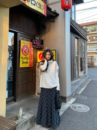 DaqianwithU 韩系高领背心毛衣女2025新款春秋慵懒松弛感叠穿上衣
