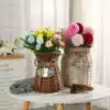 Willow vase Straw woven rattan flower pot flower arrangement Portable flower basket vase dried flower decoration Willow flower basket Home decoration