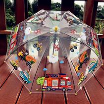 New Fire Truck Engineering Team Transparent Childrens Umbrella Kindergarten Creative Cute Cartoon Baby Student Boy Umbrella