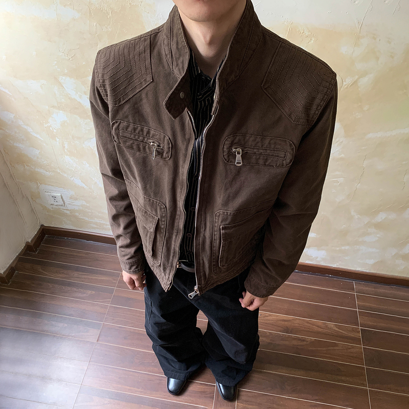 Oalin American Retro Deconstructed Patchwork Washed Workwear Jacket for Men and Women, Autumn Barn Style Loose Stand Collar Coat Oalin American Retro Deconstructed Patchwork Washed Workwear Jacket for Men and Women, Autumn Barn Style Loose Stand Collar Coat