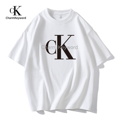 Charm Keyword短袖男t恤2024新款美式夏季体恤白色纯棉宽松上衣J