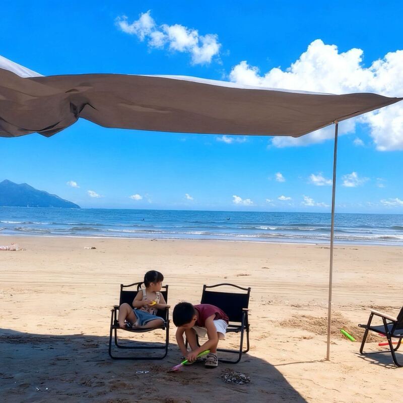 Wind-Powered Outdoor Canopy, Beach Sunshade, Threaded Portable Beach Canopy for Digging Sand and Playing in the Water, Double-Sided Silver Canopy Wind-Powered Outdoor Canopy, Beach Sunshade, Threaded Portable Beach Canopy for Digging Sand and Playing in the Water, Double-Sided Silver Canopy
