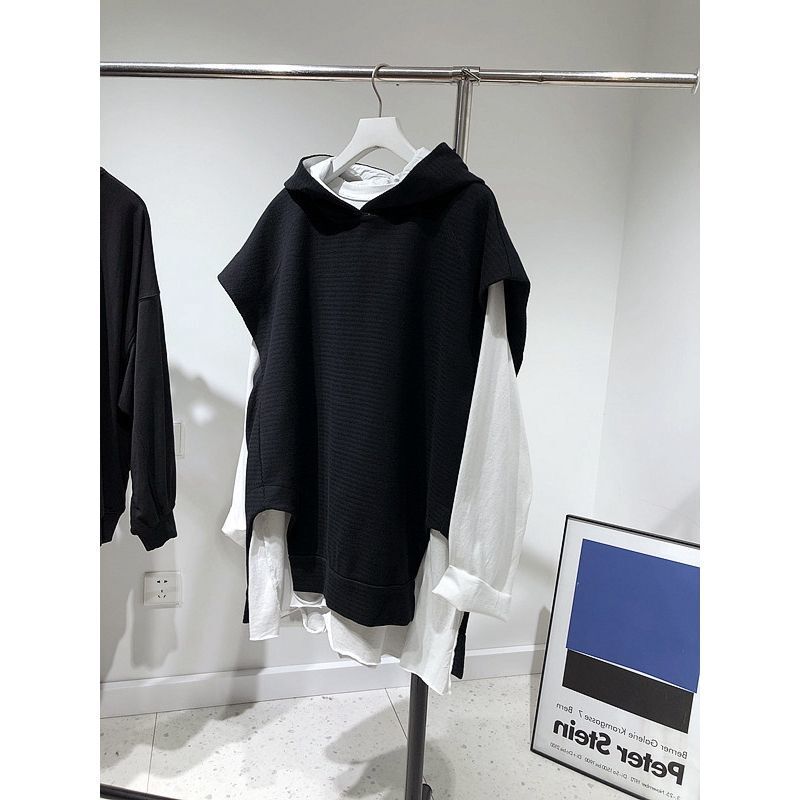 Extra Large Size 150kg Color-Blocked Vintage Hooded Sweatshirt Vest for Men, Autumn and Winter Loose Slimming Tank Top ins Trendy Brand Extra Large Size 150kg Color-Blocked Vintage Hooded Sweatshirt Vest for Men, Autumn and Winter Loose Slimming Tank Top ins Trendy Brand