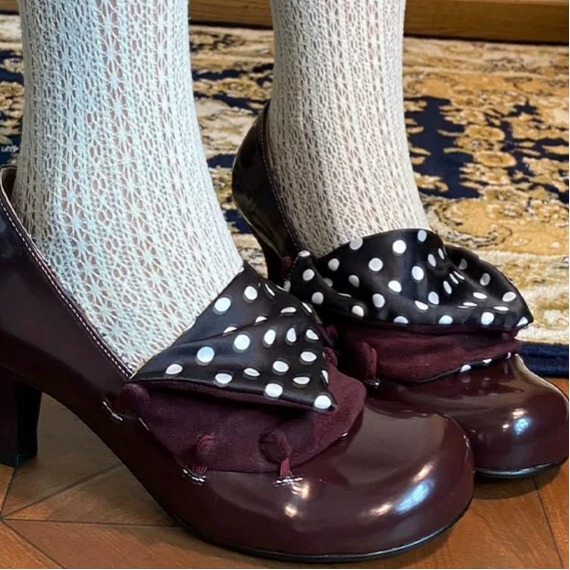 Starry Night Rainbow Autumn/Winter New Collection! Retro Spotted Color-Block High Heels for Women, New Versatile Outdoor Wear Chunky Heel Shallow Mouth Pumps Starry Night Rainbow Autumn/Winter New Collection! Retro Spotted Color-Block High Heels for Women, New Versatile Outdoor Wear Chunky Heel Shallow Mouth Pumps