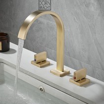 German contemporary brushed gold bathroom bathroom bathtub three-hole washbasin faucet hot and cold full copper basin wash hands