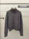 Chaqueta suéter de cuello alto gris retro francés para mujer invierno 2024 nuevo cárdigan de punto de lana pura corto suelto