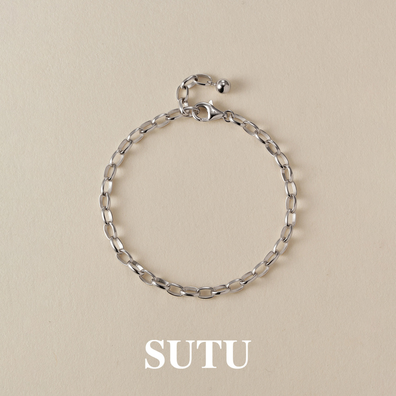 Simple Geometric 925 Silver Bracelet for Women, Minimalist and Exquisite, Niche Design, Basic Versatile Commuter Style, High-End Jewelry