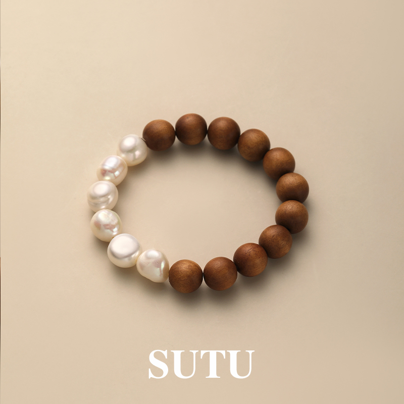 Sutu Bracelet with Wooden Beads, Elegant Pearls, Light Luxury, Niche, Exquisite, Original, New Chinese Style, High-End Beaded Bracelet