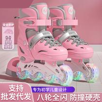 Eight-wheel full flash roller skates for men and women youth skates childrens outdoor sports adjustable heelys anti-collision shoes