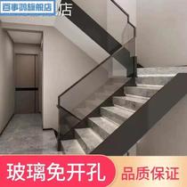 New frameless glass stairway armrest guard rail balcony aluminium alloy concealed lamp with U-shaped glass guard rail slot