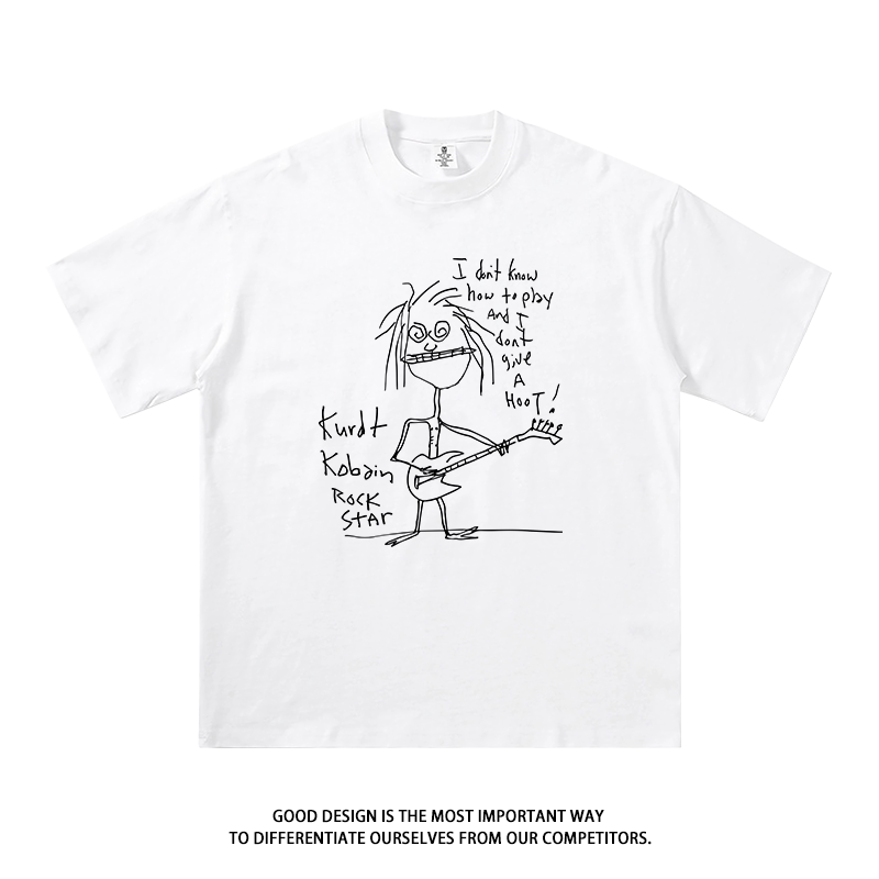 Kurt Cobain Self-Portrait Nirvana Band Same Style Men's Short-Sleeve T-Shirt Summer Trend Kurt Cobain Self-Portrait Nirvana Band Same Style Men's Short-Sleeve T-Shirt Summer Trend