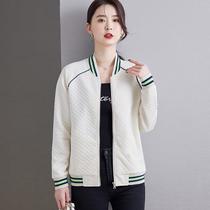 Stand collar cardigan jacket womens new spring and autumn fashion age-reducing sports casual top long sleeve