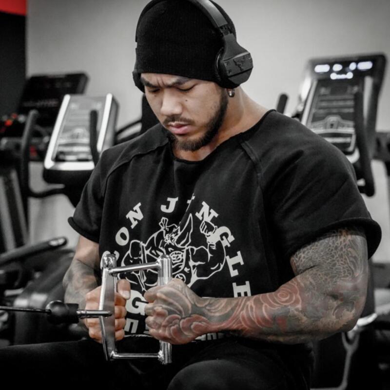 Ironjungle Gym Old-School American Loose Training T-Shirt Batwing Shirt Fitness Plus Size