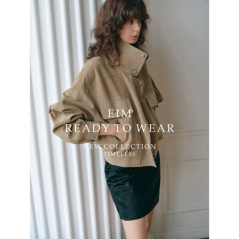 Eim "Soft Mist Sandstone" Ethiopian Imported Sheepskin Jacket for Women, Heavyweight Retro Balloon Short Coat Eim "Soft Mist Sandstone" Ethiopian Imported Sheepskin Jacket for Women, Heavyweight Retro Balloon Short Coat