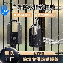 Large sliding cover fingerprint lock password lock home door lock Bluetooth remote padlock IP67 outdoor waterproof with key