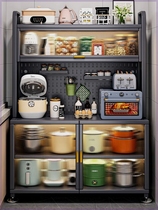 Kitchen rack sideboard household multi-layer cabinet floor storage cupboard door microwave oven storage cabinet