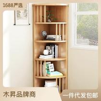 Solid wood corner storage rack bookshelf multi-layer storage rack display rack flower rack bedroom living room multi-purpose fan-shaped