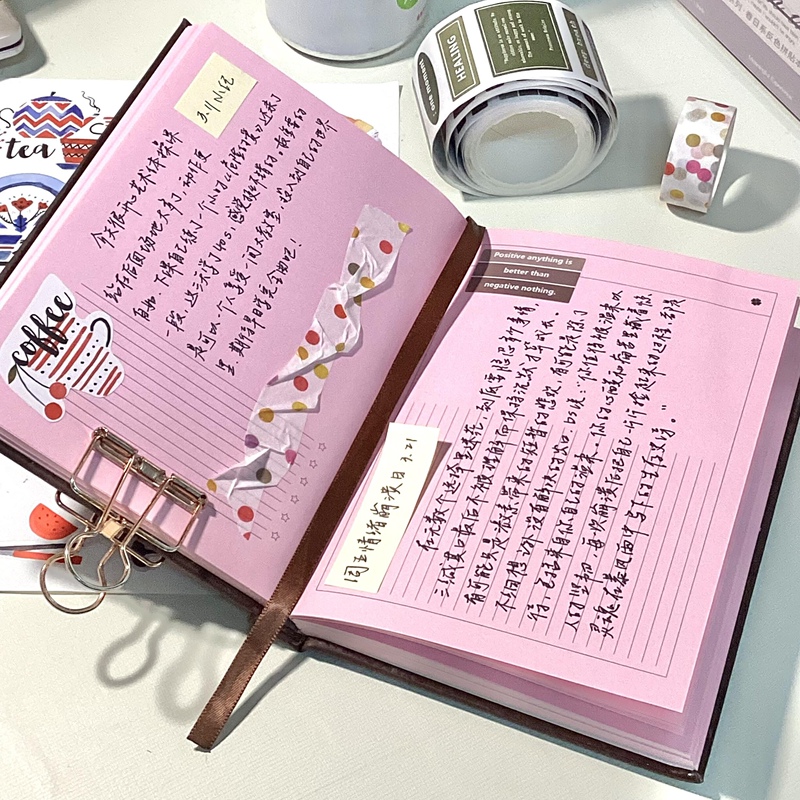 Korean-Style Strawberry Chocolate A6 Pink Inner Pages Hardcover Notebook, High-Value Planner, Schedule Journal, Portable