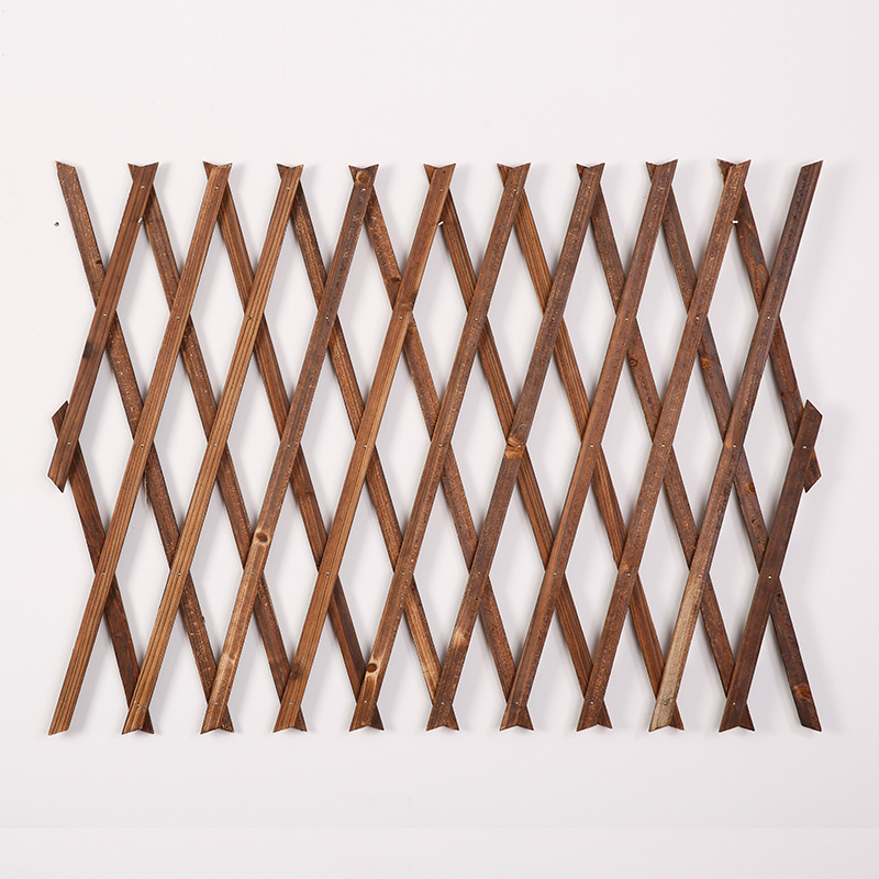 Outdoor Retractable Carbonized Wood Fence, Courtyard Garden Fence, Climbing Trellis, Wall Decoration, Solid Wood Grid Flower Stand
