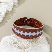 Rugby Leather Bracelet Sports Style Adjustable Snap Bracelet Textured Fashion Cross-Border Amazon