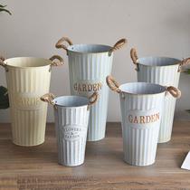 Iron bucket flower bucket flower shop extra large bucket dry flower vase flower bucket household flower pot vase Do not wake up flowers