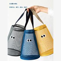 Beach bag mesh bucket bag big eyes portable hollow bath bag drain waterproof swimming bag bathing toiletry bag