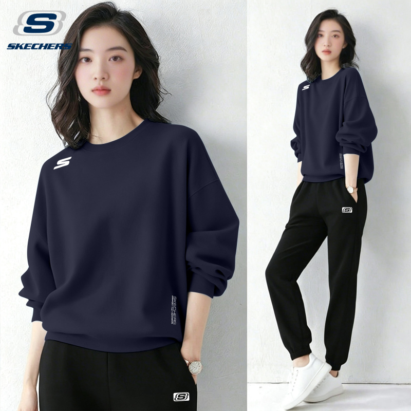 Skechers Sports Suit for Women, Korean Style, Lazy Style, New Autumn Style, Loose Fashion Sweatshirt, Long Pants, Casual Two-Piece Set Skechers Sports Suit for Women, Korean Style, Lazy Style, New Autumn Style, Loose Fashion Sweatshirt, Long Pants, Casual Two-Piece Set