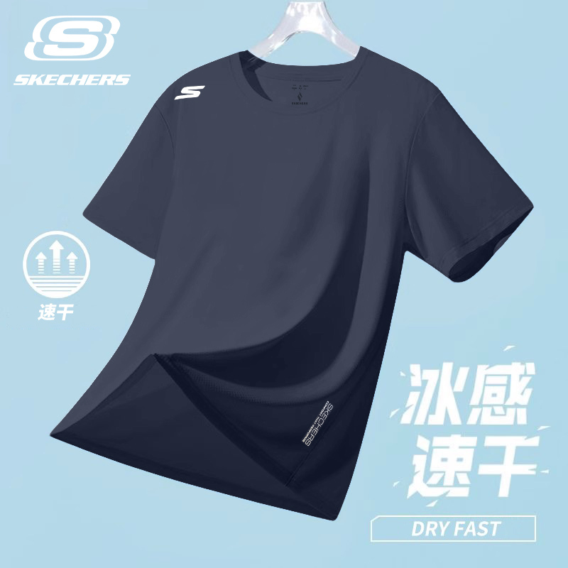 Skechers Outdoor Sports Quick-Drying T-Shirt Men's 2026 Summer New Running Short-Sleeved Thin Couple Tops for Women