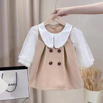 Female Baby Spring Autumn Style Dress Dress 2022 New Korean Version Girls Autumn Dress Korean Version Long Sleeve Windsuit Girl Princess
