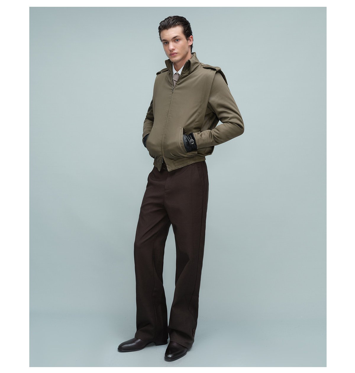 Slight Vogue Satin-Feel Epaulet Padded Jacket