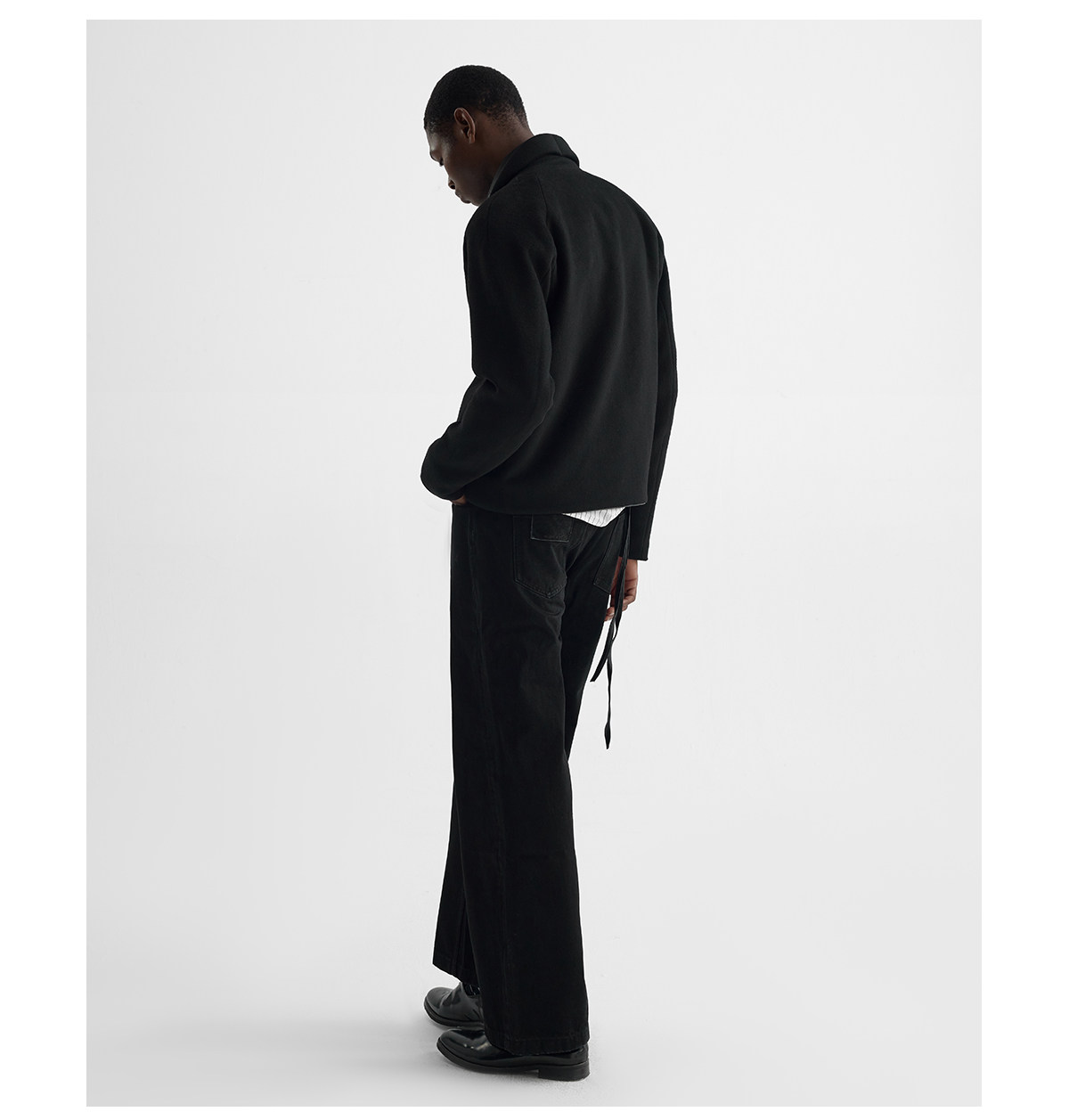 Slight Vogue Leather-Trim Wool Cocoon Jacket