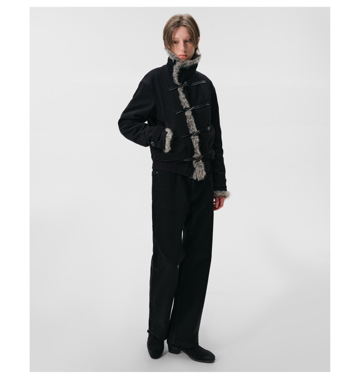 Slight Vogue Brown Horn-Button Padded Coat