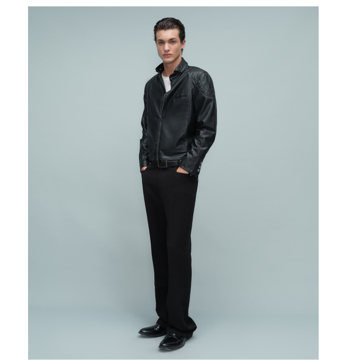 Slight Vogue Quilted Fold-Over Collar Moto Jacket