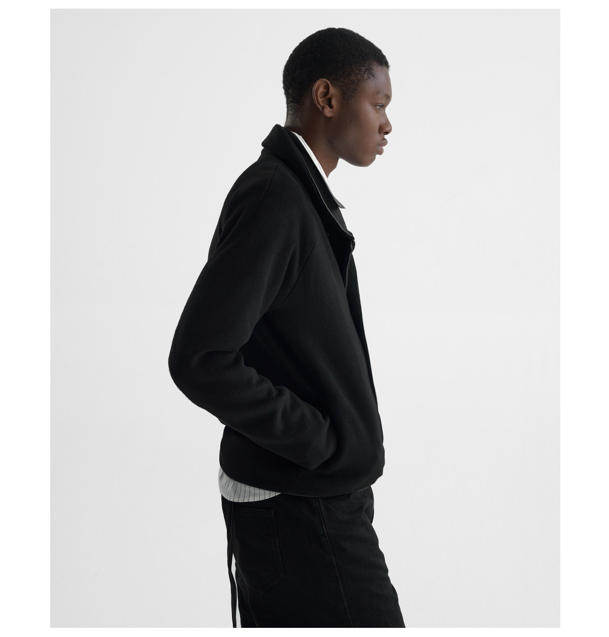 Slight Vogue Leather-Trim Wool Cocoon Jacket