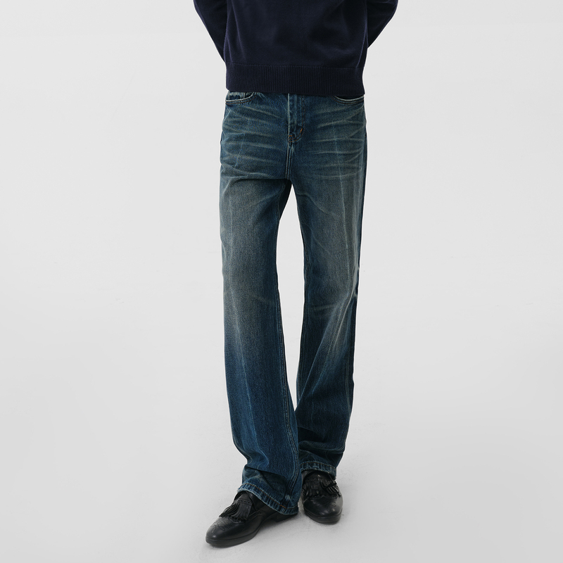 Slight Vogue|Cold Wash Slim Fit Mid-Rise Straight Classic Denim Jeans Slight Vogue|Cold Wash Slim Fit Mid-Rise Straight Classic Denim Jeans