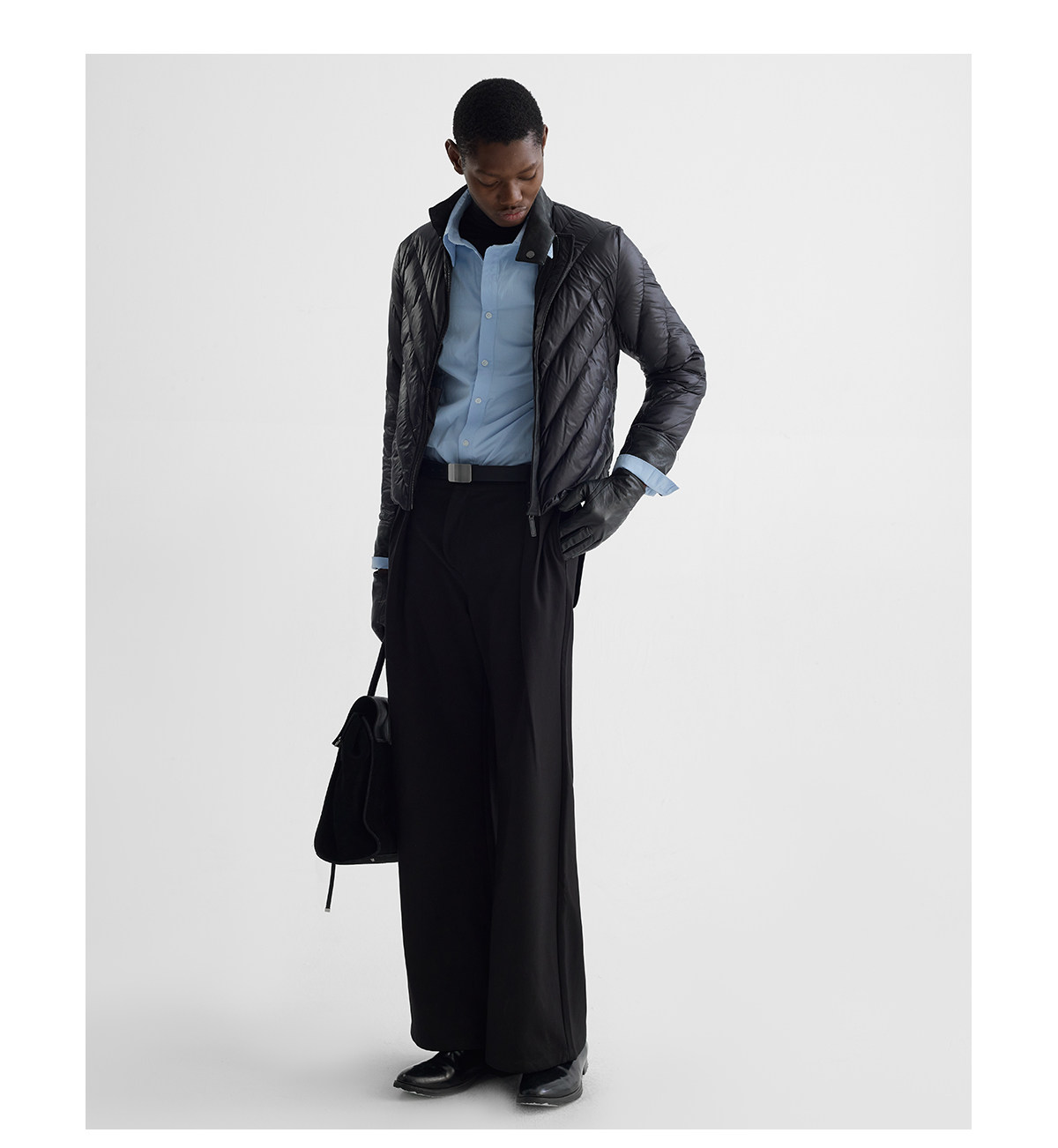 Slight Vogue 95g Leather-Paneled Quilted Down Jacket