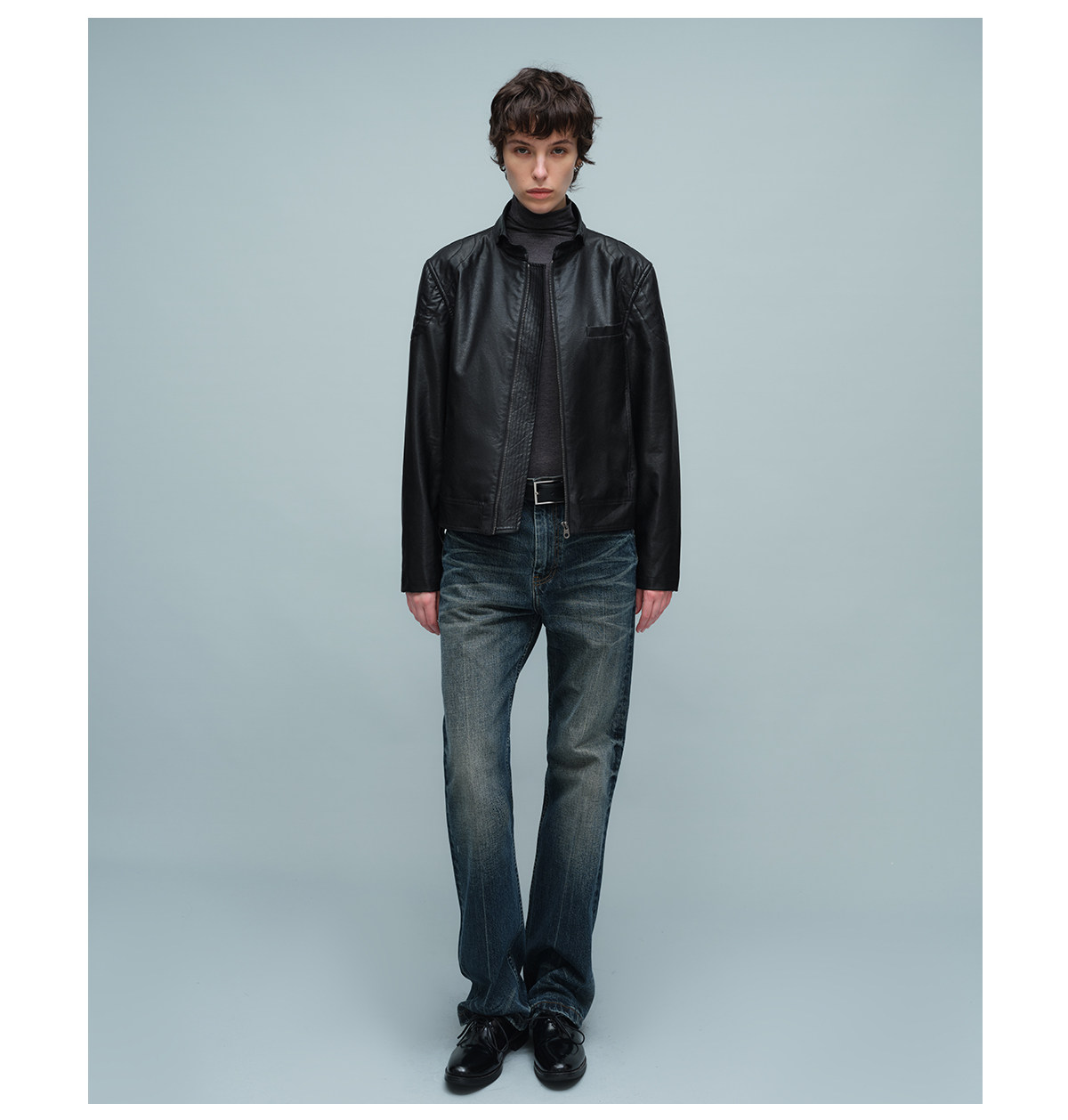 Slight Vogue Quilted Fold-Over Collar Moto Jacket