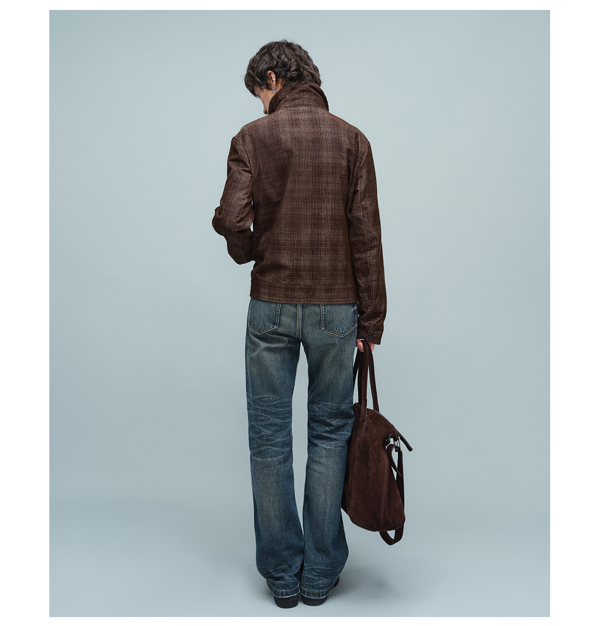Slight Vogue Brown Plaid Corduroy Harrington Jacket