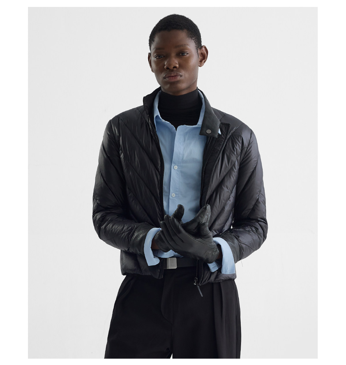 Slight Vogue 95g Leather-Paneled Quilted Down Jacket