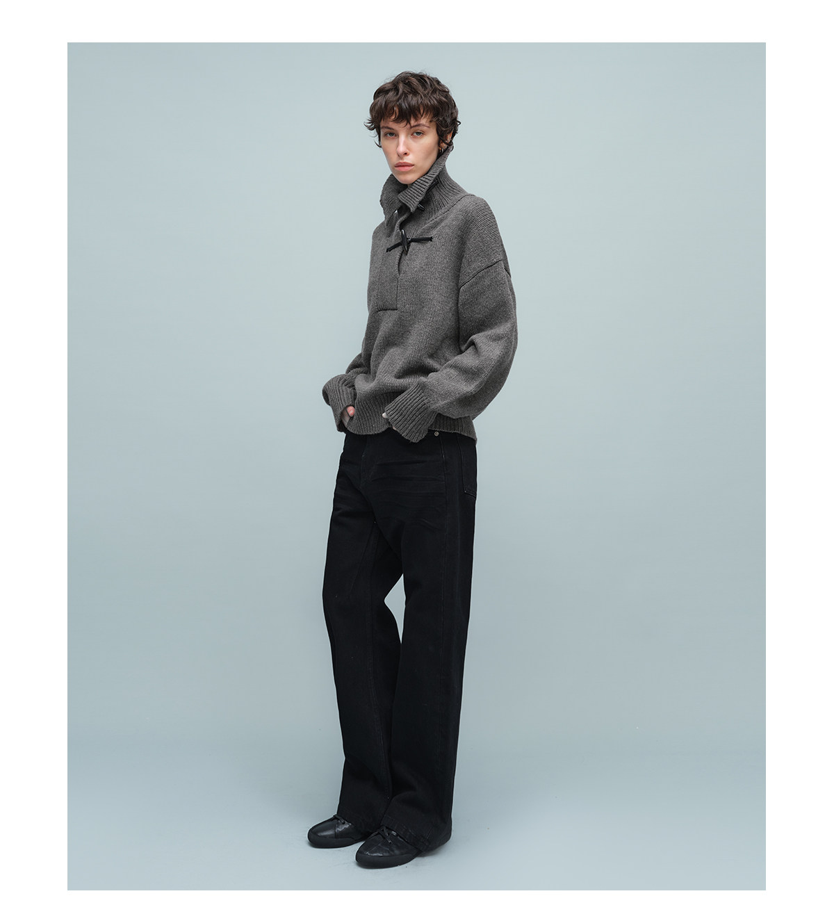 Slight Vogue Sandstone Frog-Button Half-Placket Sweater