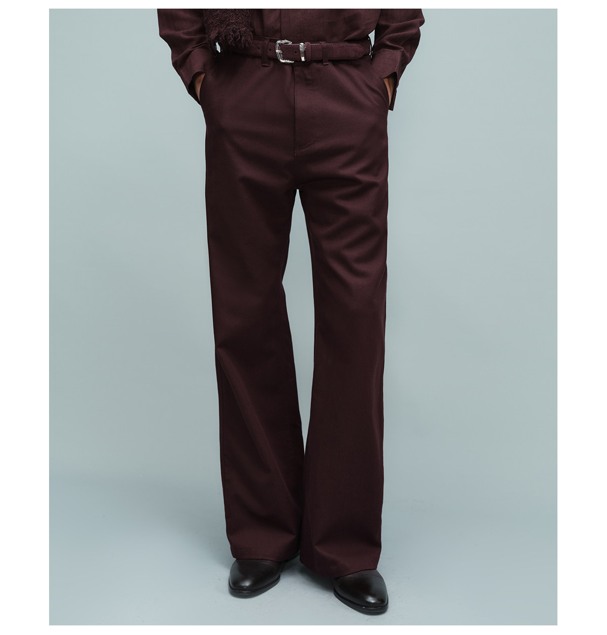 Slight Vogue Burgundy Red Slim-Fit Micro Flare Trousers