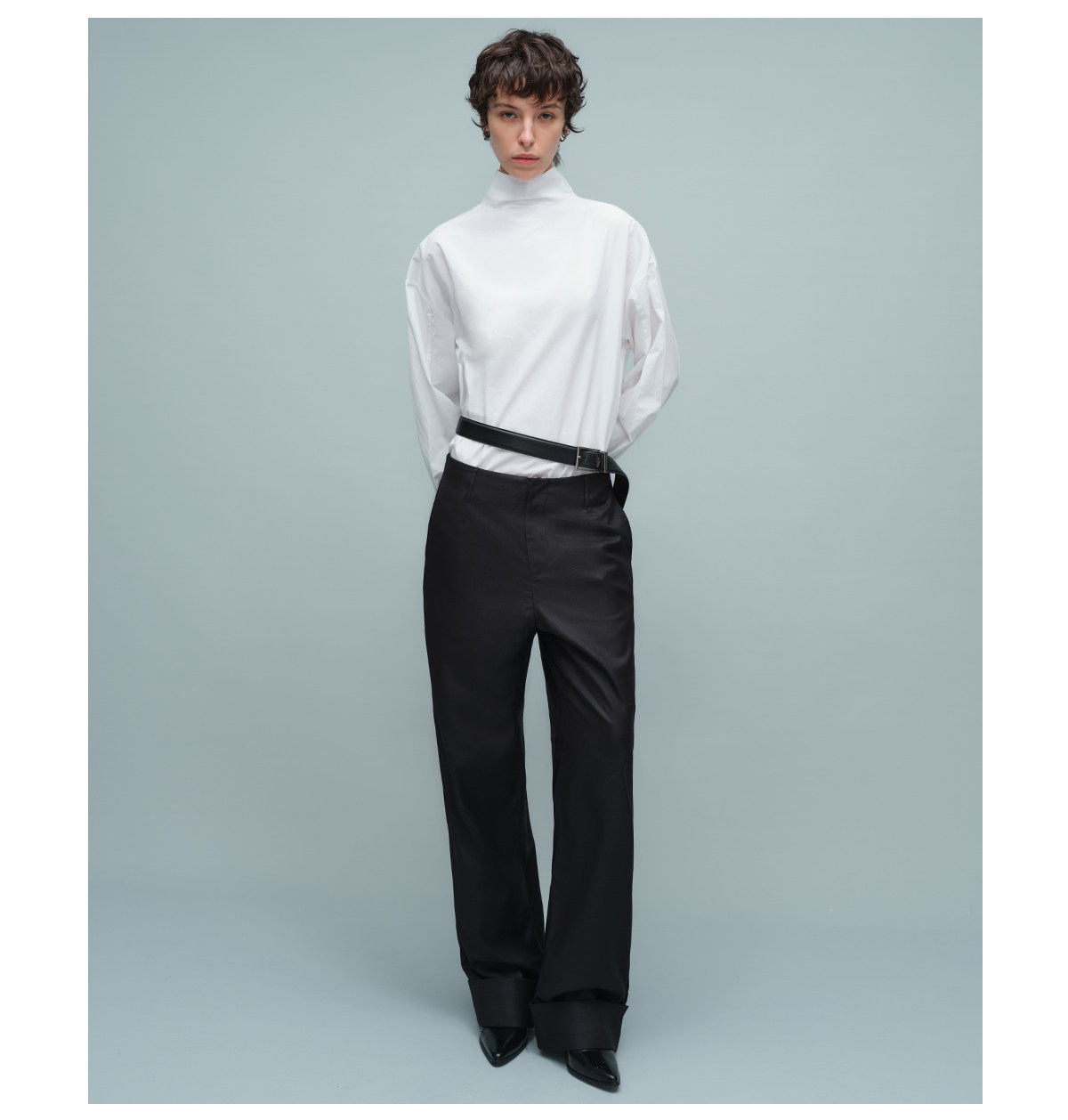 Slight Vogue Straight-Leg Folded-Hem Trousers
