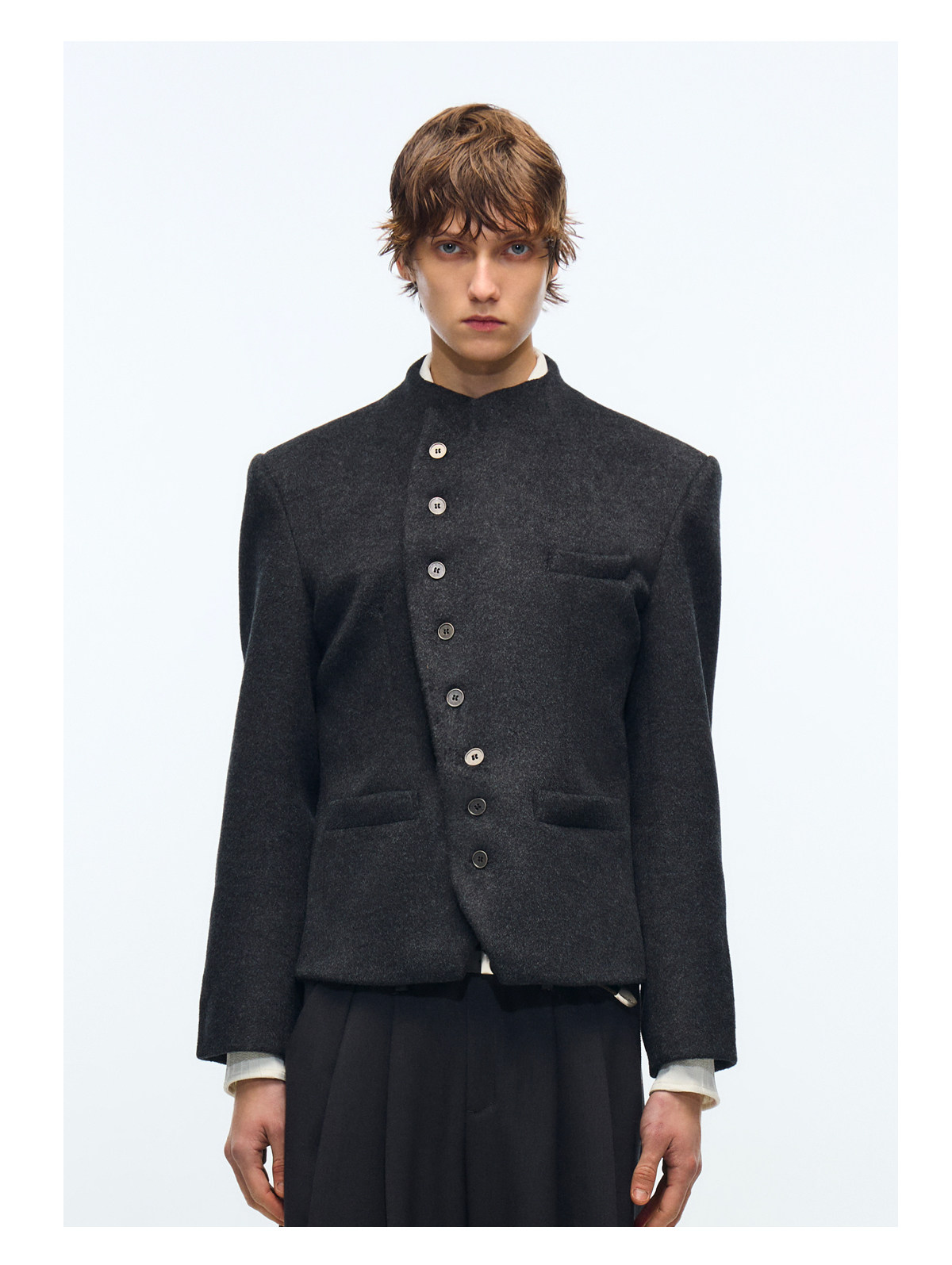 Slight Vogue Stand-Collar Tailored Court Jacket