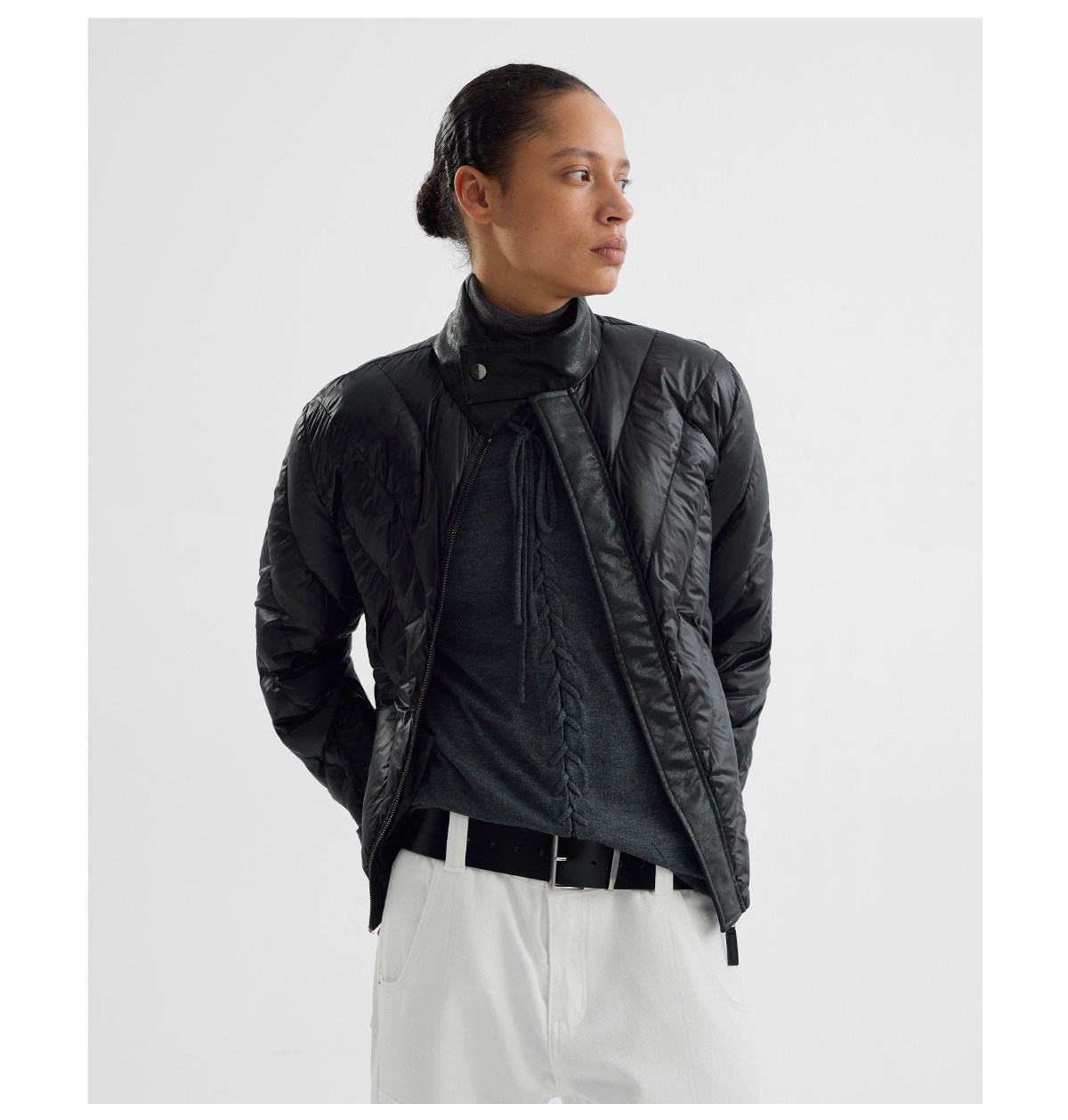 Slight Vogue 95g Leather-Paneled Quilted Down Jacket