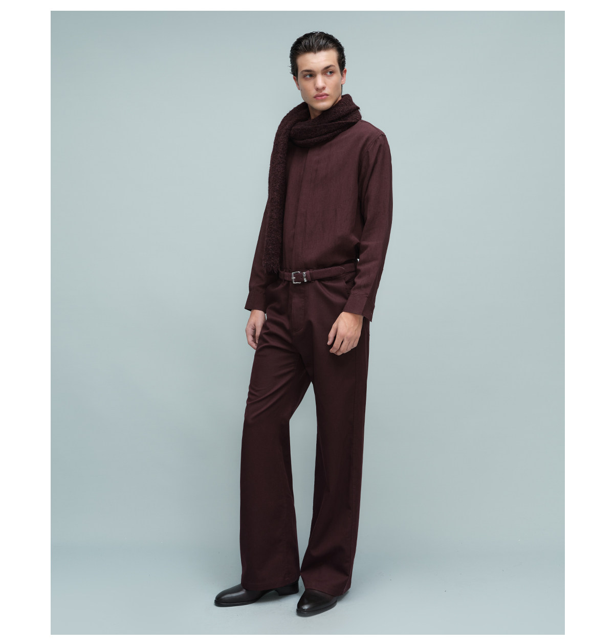 Slight Vogue Burgundy Red Slim-Fit Micro Flare Trousers
