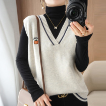 2023 autumn womens knitted vest vest vest female V-neck