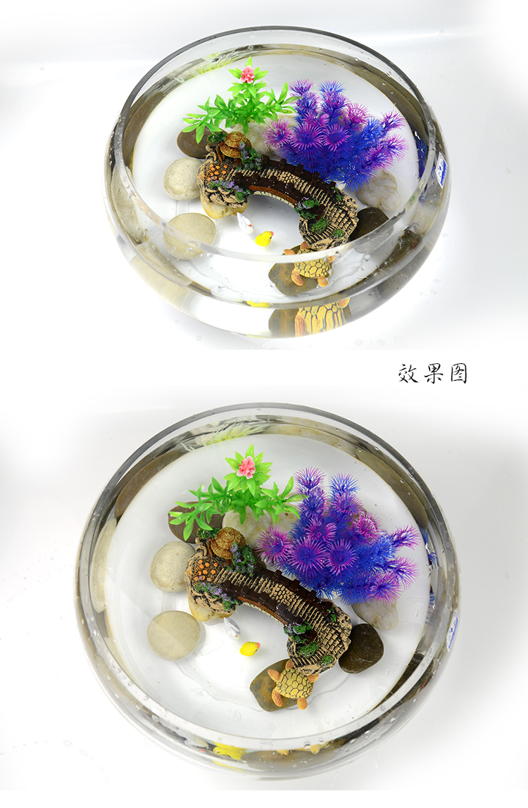 Bể cá tròn bể cá nhỏ bể cá trang trí cảnh quan gói đá mô phỏng nước cỏ chậu sinh sản bể nhỏ đồ trang trí - Trang trí nội thất trang trí phòng khách nhà ống