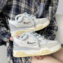 Spring Ins Port Wind Collision Color Tide Lovers Bread Shoes Ulzzang Retro Heightening Thick Bottom Student Sneakers Women