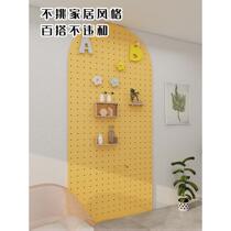 iwood yellow perforated board shelf background wall color childrens room wall shelf